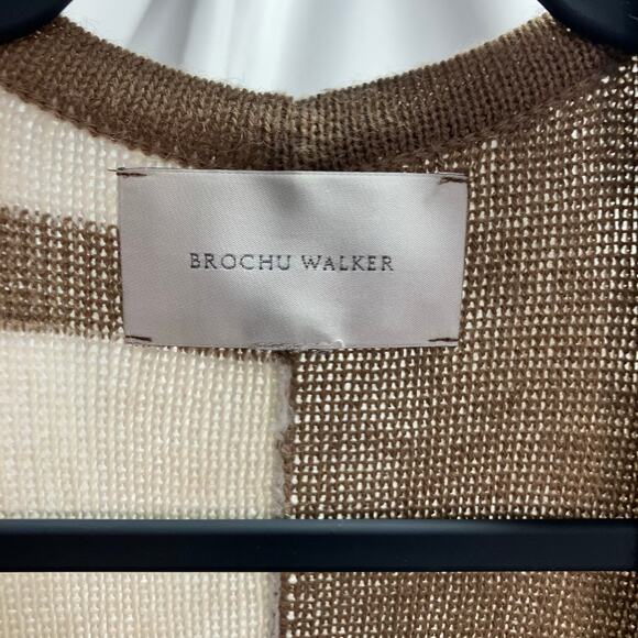 Brochu Walker Open Front Sweater Womens One Size Knit Brown Cream Luxury - Picture 6 of 15